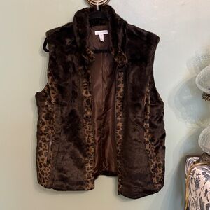 Charter Club Brown Faux Fur Vest